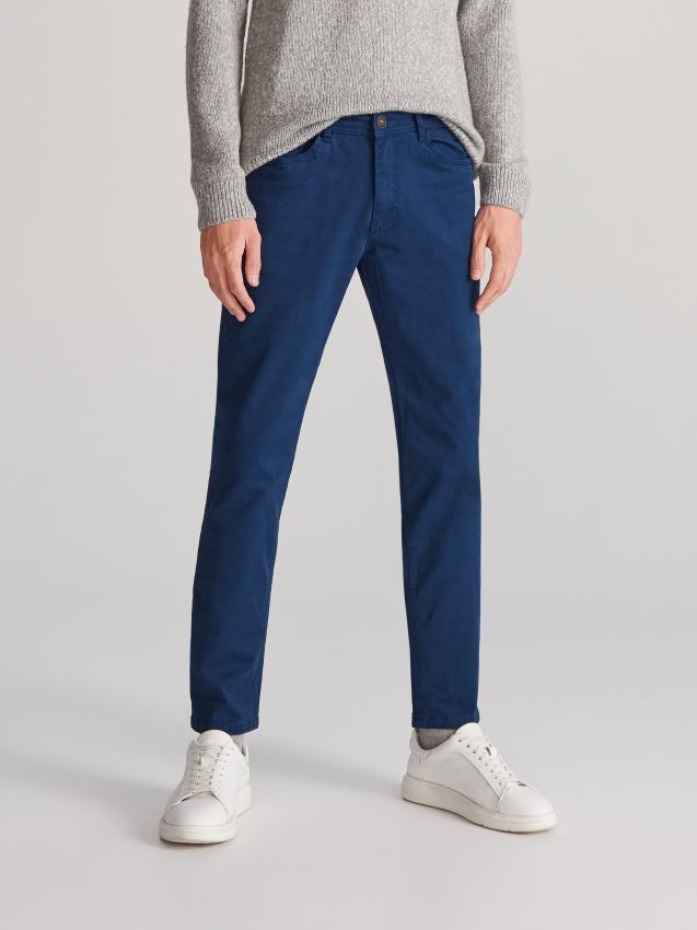 Cotton trousers slim fit - blue - WK380-55X - RESERVED