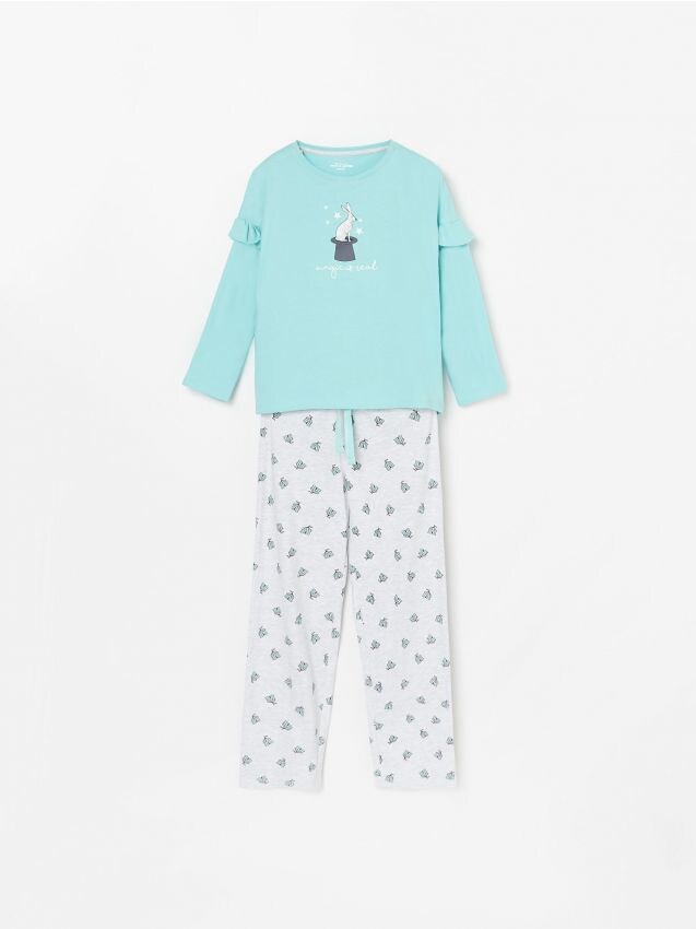 Organic cotton pajamas - turquoise - XD050-60X - RESERVED