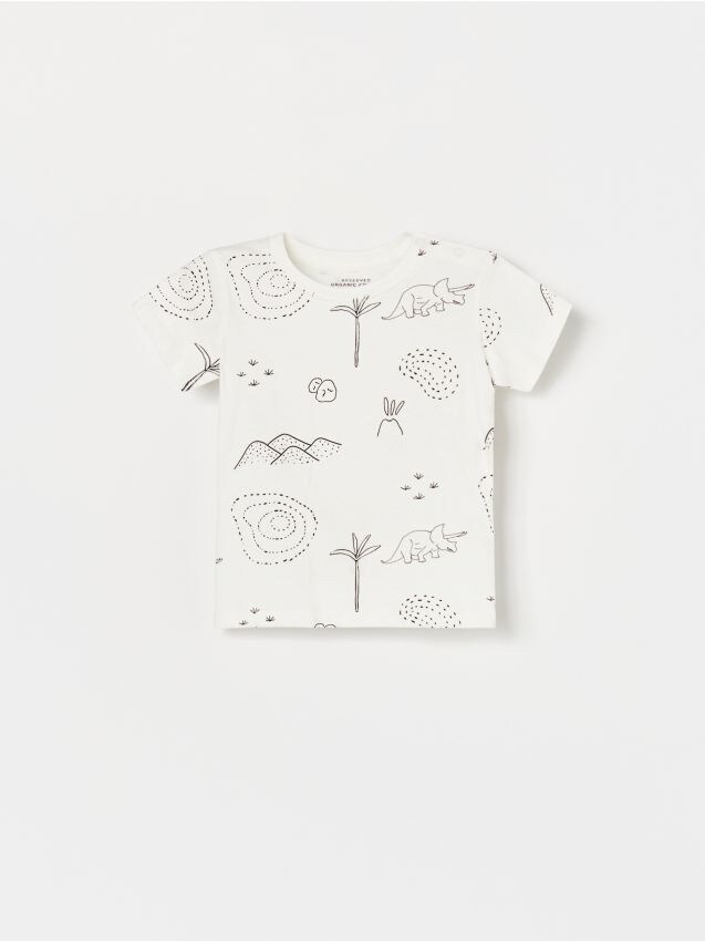 Patterned T-shirt with dinosaurs - ivory - XE861-01X - RESERVED