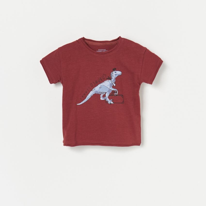 Top s motivem dinosaura - hnědá - XE871-83X - RESERVED