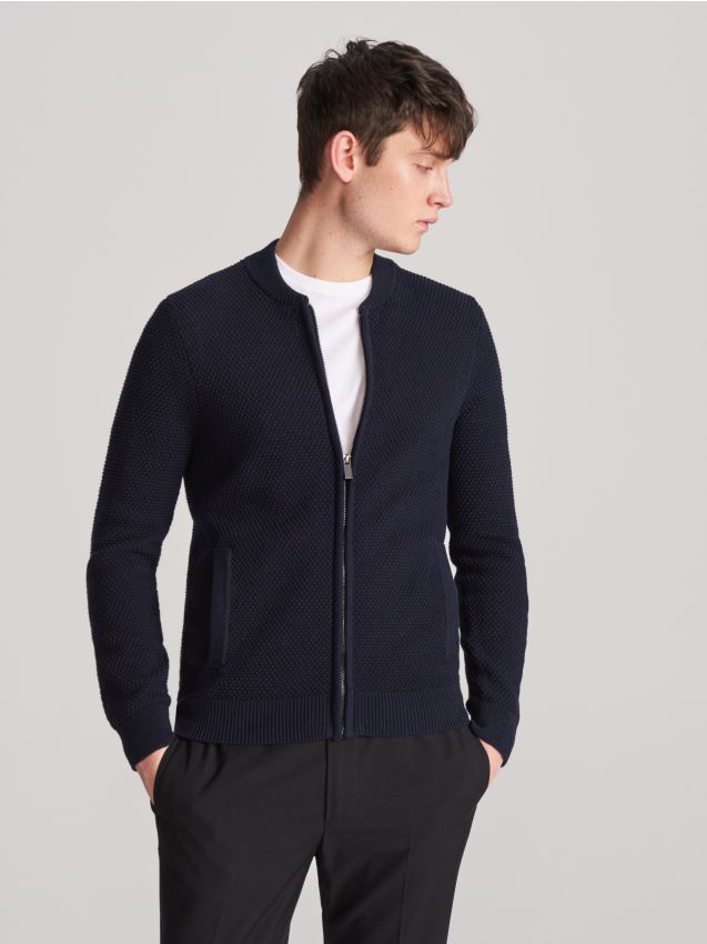Rozpinany sweter - granatowy - XH310-59X - RESERVED