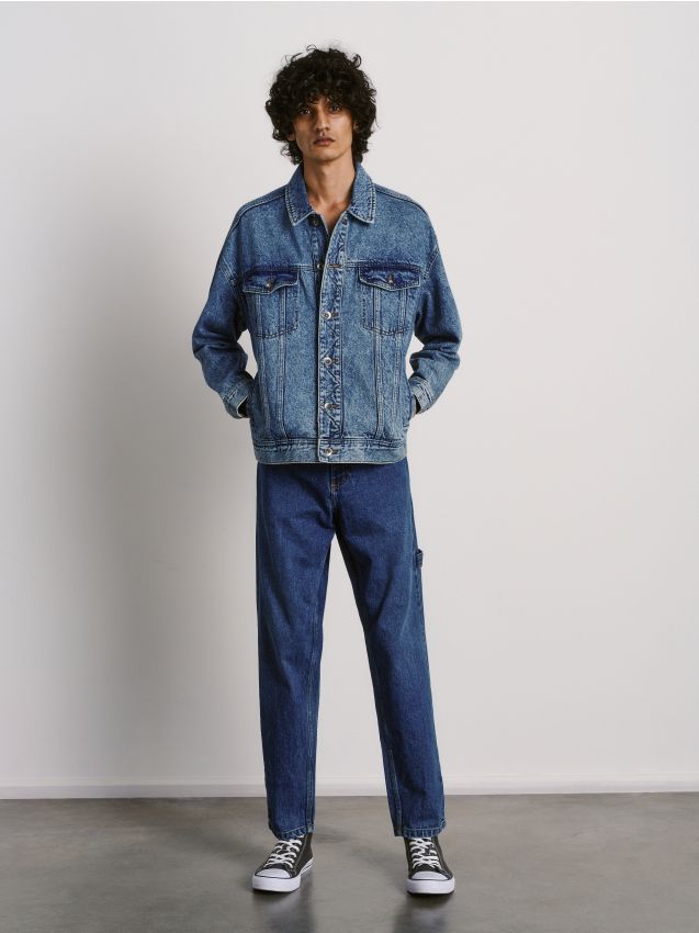Pantaloni baggy in denim - Blu - XJ168-55J - RESERVED