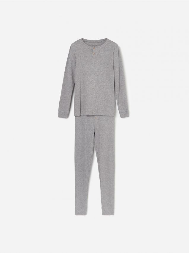Pyjama-Set aus geripptem Jersey - grau - XJ393-09M - RESERVED