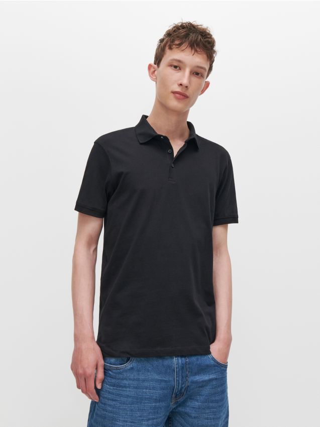 Hladké polo - černý - XJ923-99X - RESERVED