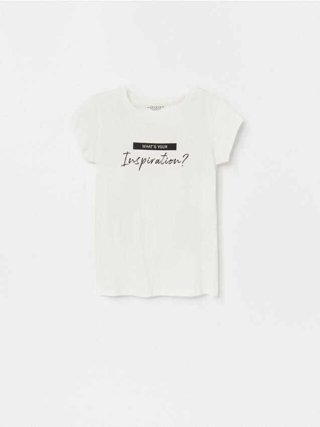 Cotton T-shirt with script - ivory - XK451-01X - RESERVED