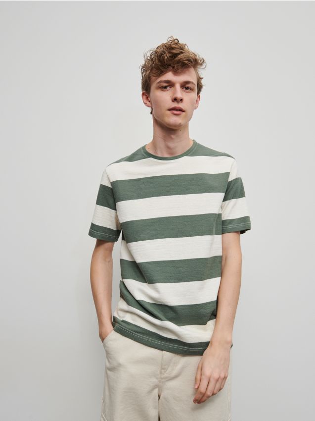 T-shirt rayé - Vert - XK836-78X - RESERVED