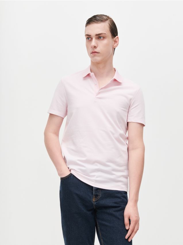 Polo krekls no strukturālas trikotāžas - rozā - XL113-30M - RESERVED