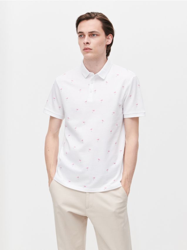 Polo s drobným potiskem - bílá - XL120-00X - RESERVED