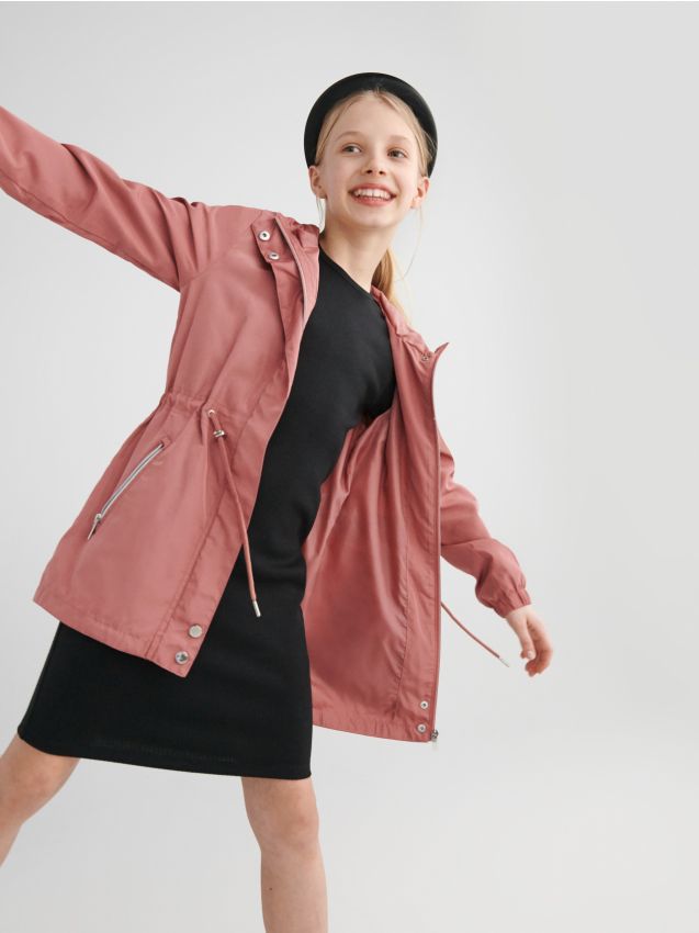 Parka jacket with hood - pink - XL249-38X - RESERVED