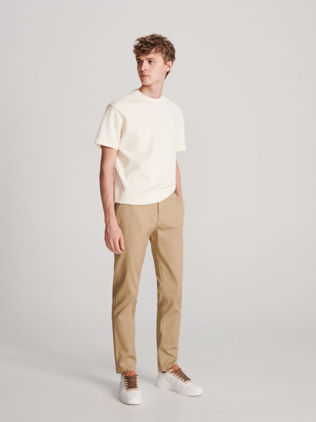Structural fabric chino trousers - brown - XL700-82X - RESERVED