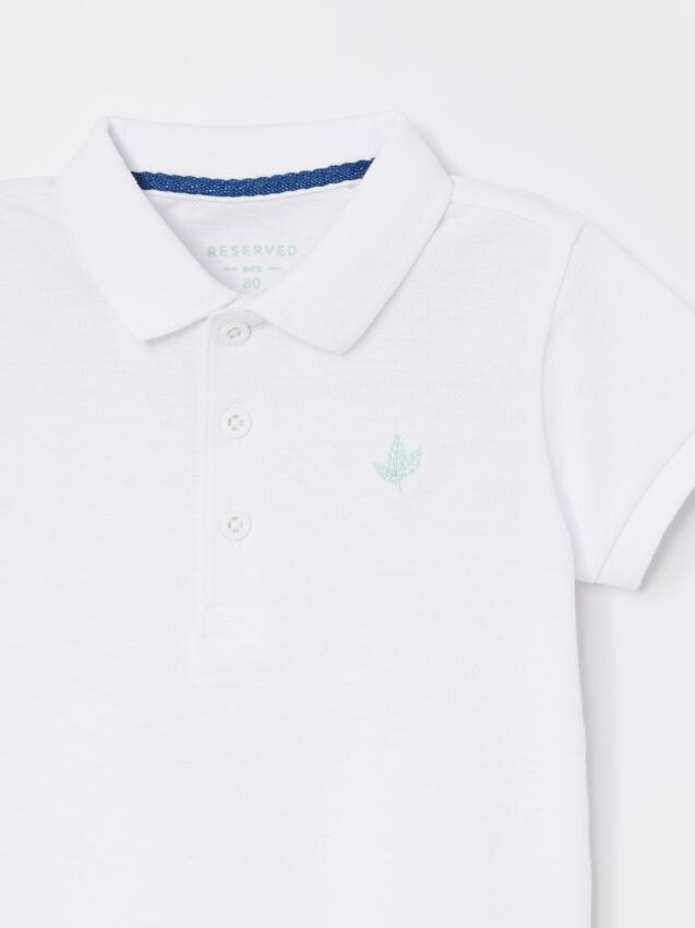 Bawełniane polo - biały - XM047-00X - RESERVED