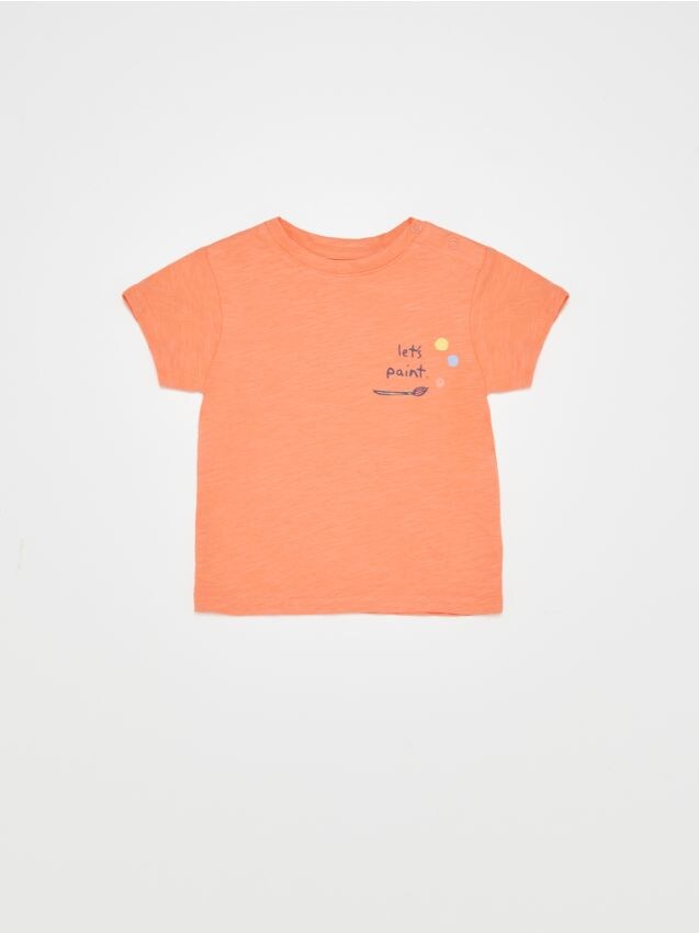 T-shirt z bawełny organicznej - pomarańczowy - XM049-24X - RESERVED