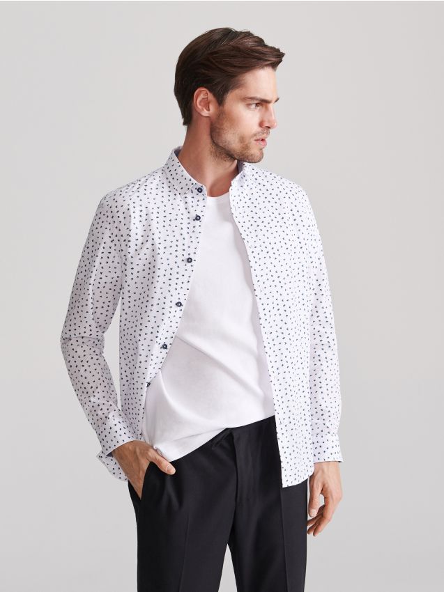 Micro print shirt - white - XM122-00X - RESERVED