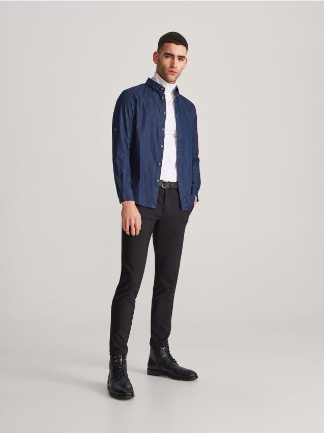 Jeansowa koszula regular fit - granatowy - XM125-59J - RESERVED