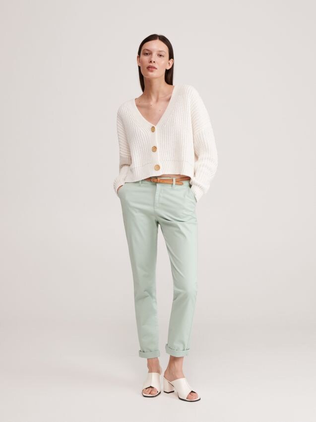 Spodnie chino z paskiem - zielony - XM213-07X - RESERVED