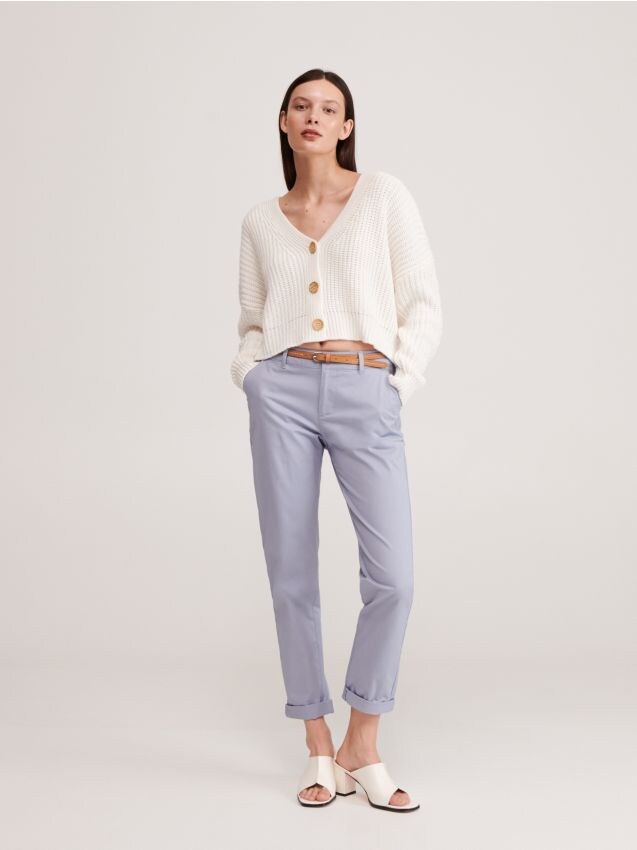 Spodnie chino z paskiem - niebieski - XM213-50X - RESERVED