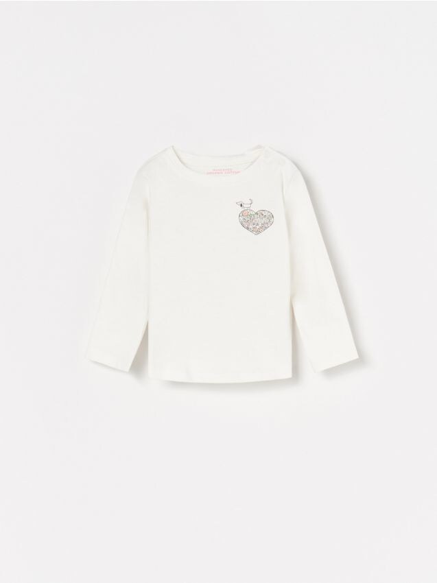 Patterned cotton T-shirt - ivory - XM352-01X - RESERVED