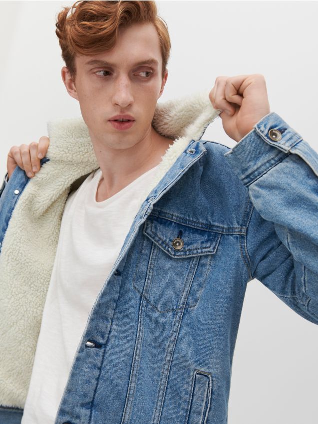 Jeansowa kurtka sherpa - blue jeans - XN148-55J - RESERVED