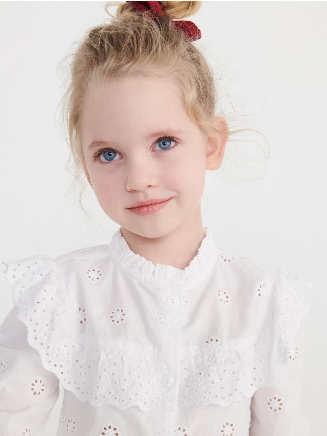 Girls` shirt - ivory - XO144-01X - RESERVED