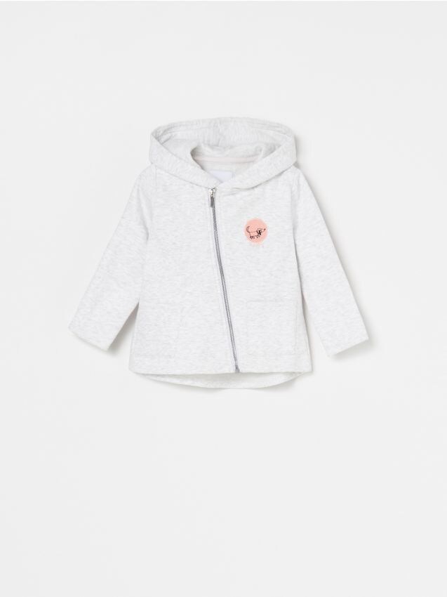 Sweatshirt with asymmetrical fastening - grey - XP598-09M - RESERVED