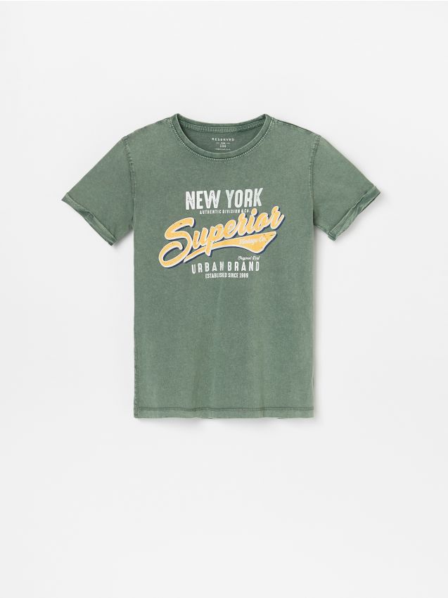 Boys` t-shirt - green - XQ747-77X - RESERVED