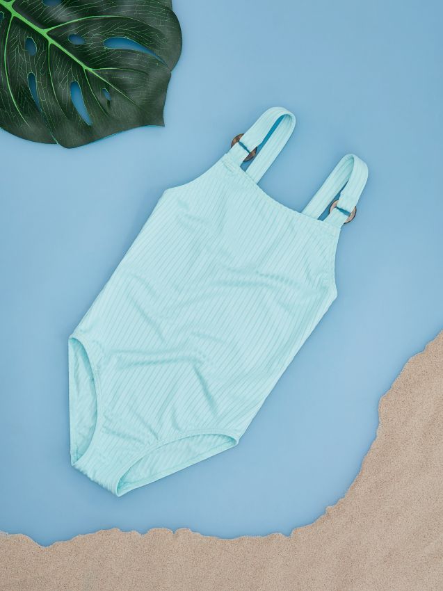 Swimsuit with decorative clasps - turquoise - XR496-56X - RESERVED