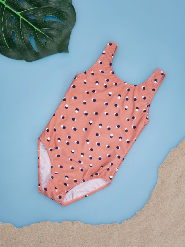 Polka dot one-piece swimsuit - pink - XR498-38X - RESERVED