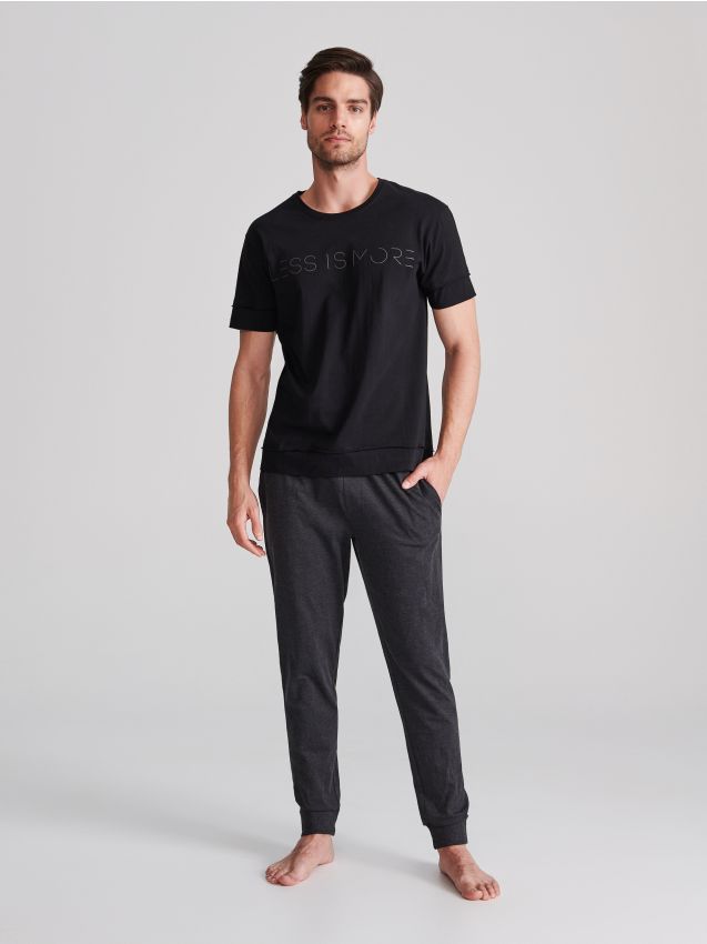 Pyjama en coton avec pantalon - Noir - XR665-99X - RESERVED