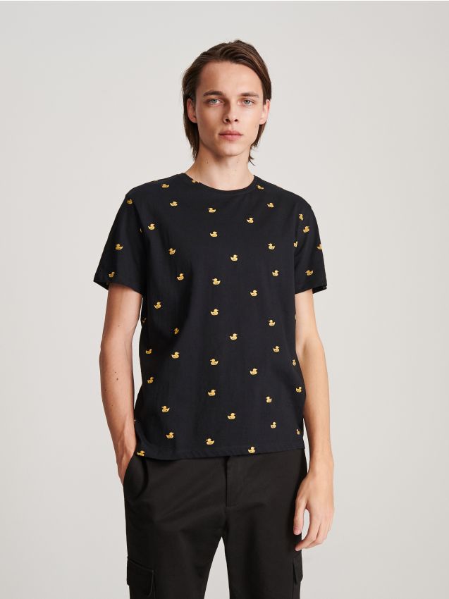 T-shirt z nadrukiem - czarny - XS116-99X - RESERVED