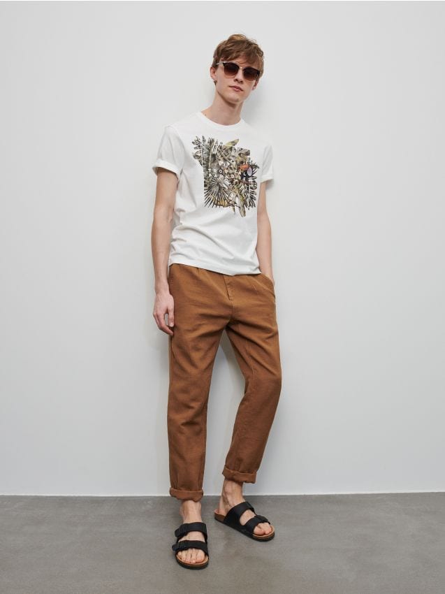 T-shirt z nadrukiem - kość słoniowa - XS295-01X - RESERVED