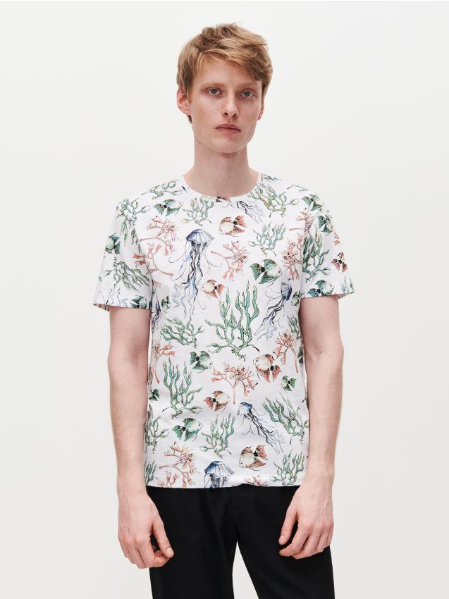 T-shirt with all over print - white - XS537-00X - RESERVED