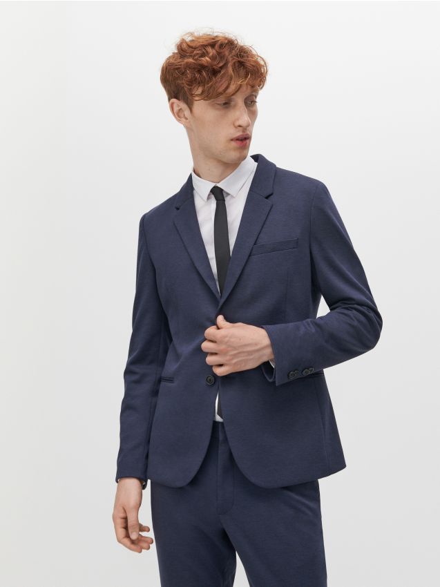 Structured jersey suit jacket - indigo - XT062-57M - RESERVED