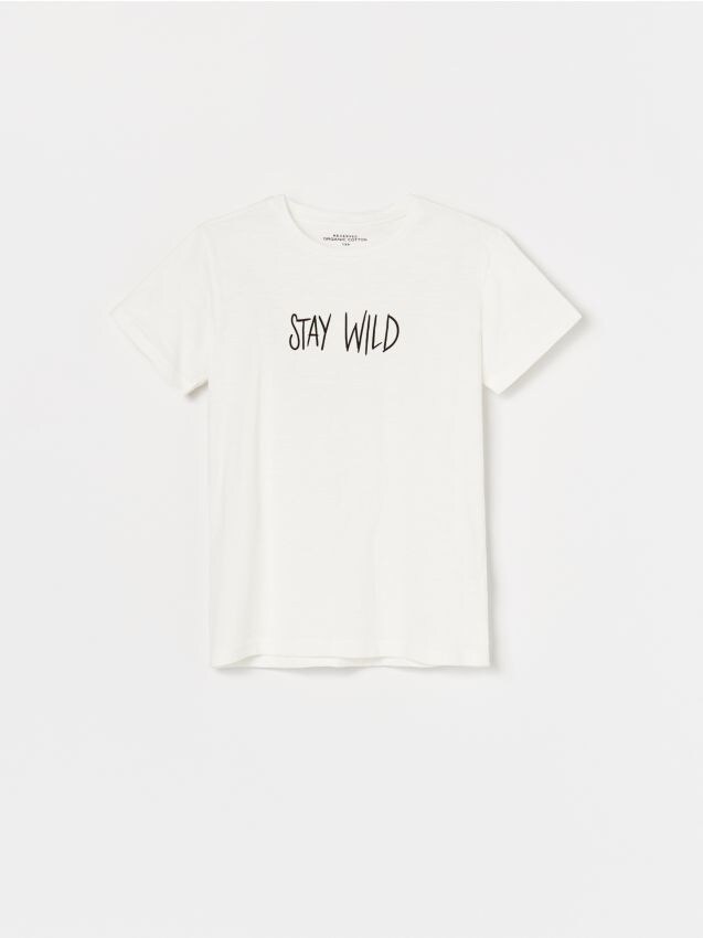 Cotton T-shirt with script - ivory - XW129-01X - RESERVED