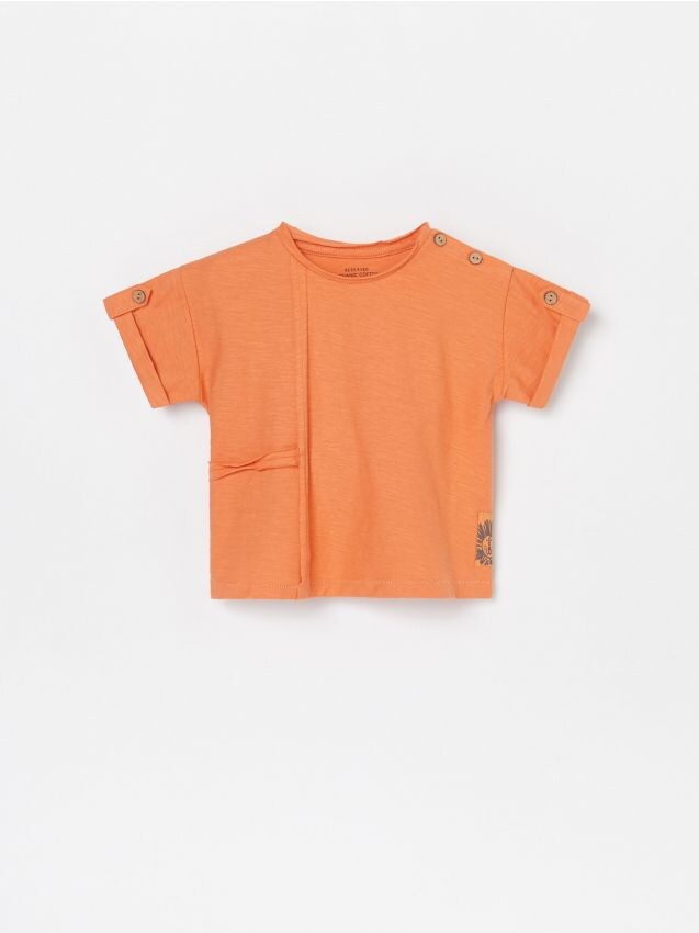 Tričko s ozdobnými ohrnovacími rukávy - oranžová - XW163-32X - RESERVED