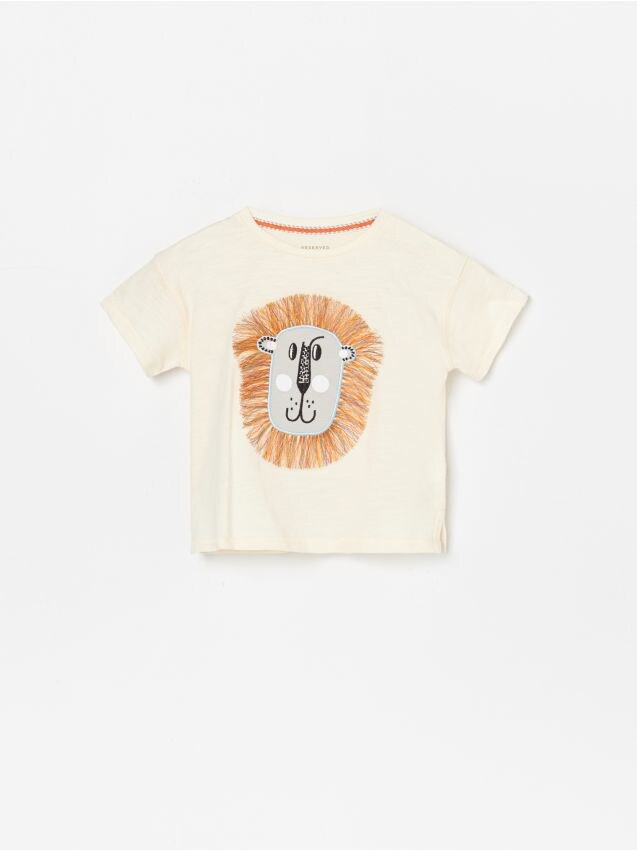 Boys` t-shirt - ivory - XW170-01X - RESERVED