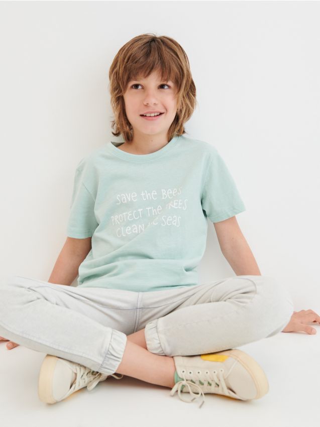 Tricou din bumbac cu imprimeu - verde - XW571-07X - RESERVED
