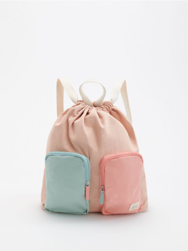 Cotton drawstring backpack - ivory - XY553-02X - RESERVED