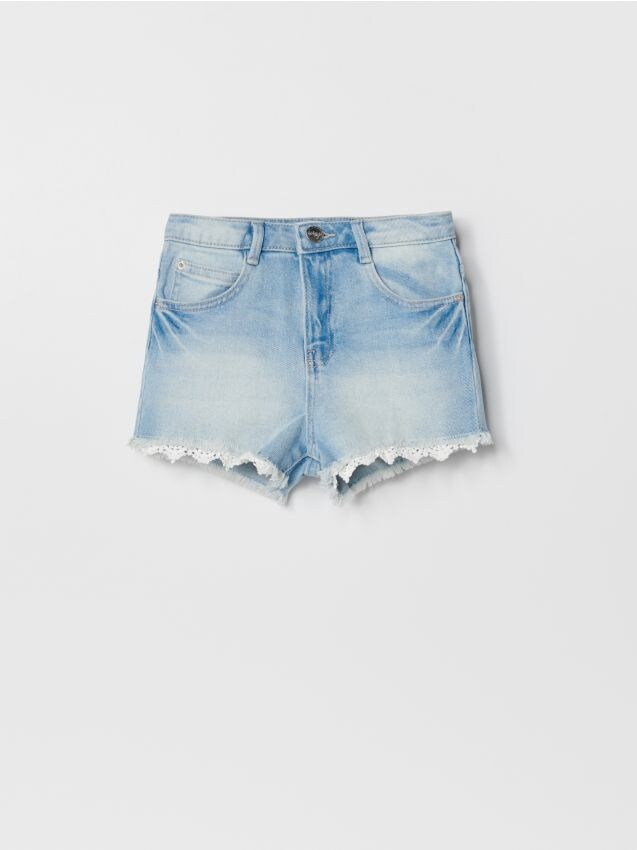 Denim shorts with lace - blue - XY883-50J - RESERVED