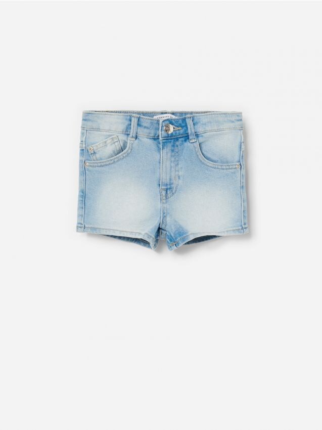 Wash effect denim shorts - blue - XY886-50J - RESERVED