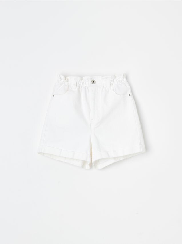 Cotton paperbag shorts - white - XY895-00X - RESERVED