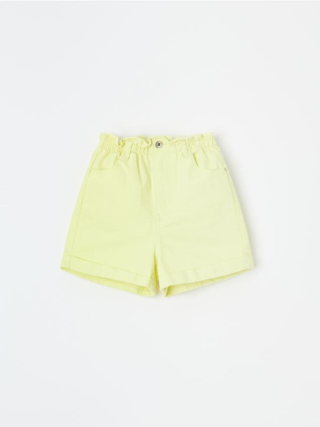 Cotton paperbag shorts - green - XY895-70X - RESERVED