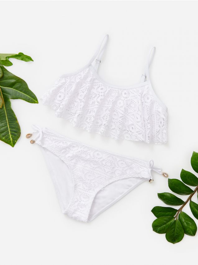 Bikini with ruffle detail - white - XZ557-00X - RESERVED