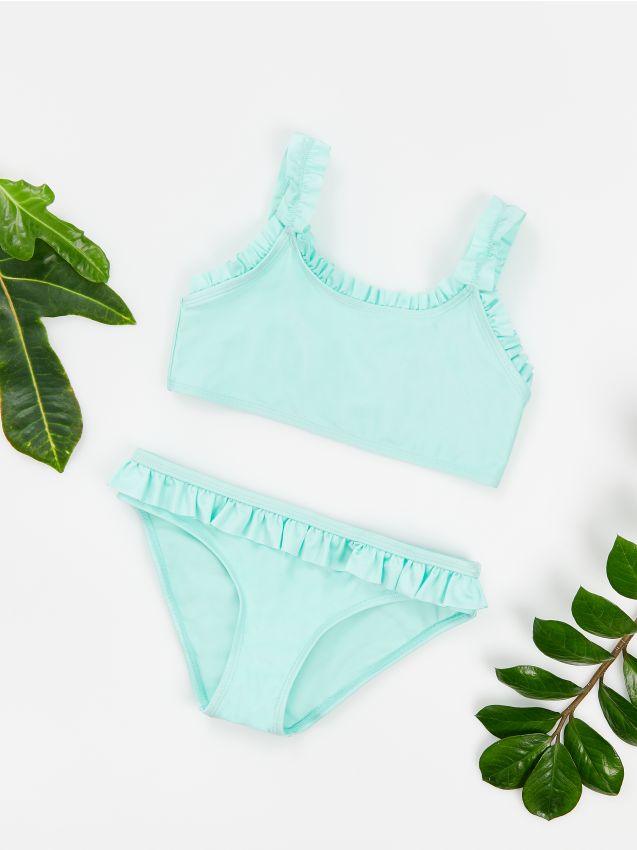 Ruffle two piece swimsuit - turquoise - XZ570-56X - RESERVED