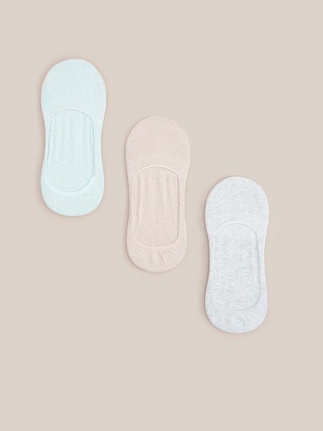 Glitter invisible socks 3 pack - grey - XZ689-09X - RESERVED
