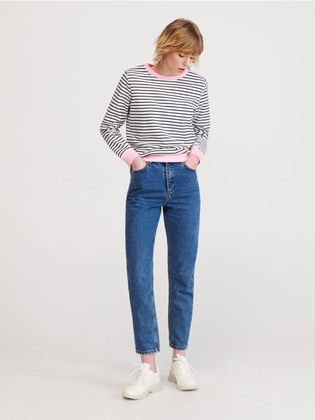 Sweat-shirt en coton - Marine - YA402-59X - RESERVED