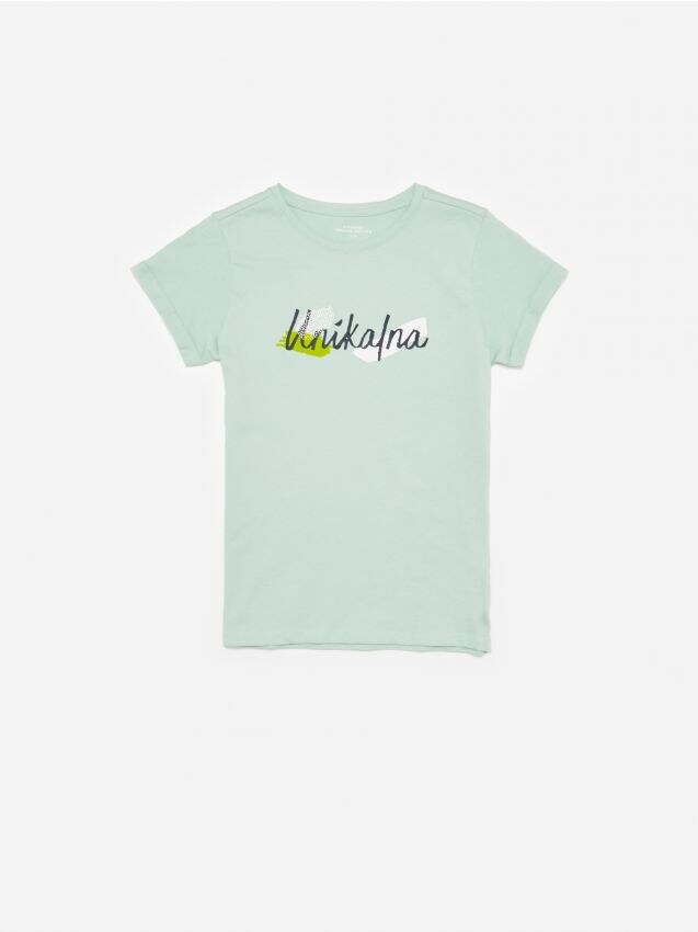 Girls` t-shirt - green - YA863-07X - RESERVED