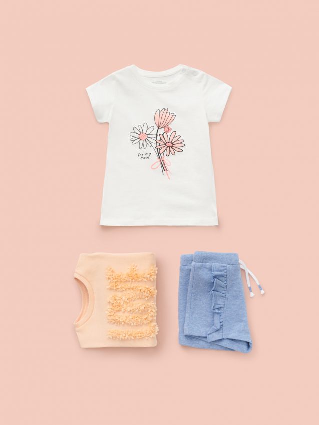 Tricou din bumbac cu imprimeu floral - fildeș - YA872-01X - RESERVED