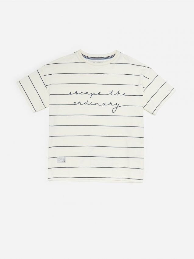 Striped cotton T-shirt - ivory - YB216-01X - RESERVED