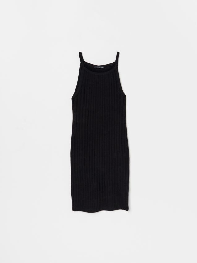 Spaghettiträgerkleid aus Jersey - schwarz - YB328-99X - RESERVED