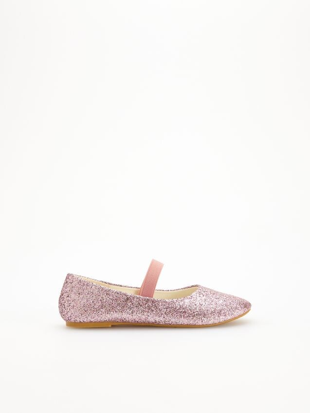 Glitter ballerinas with elastic band - pink - YB605-30X - RESERVED
